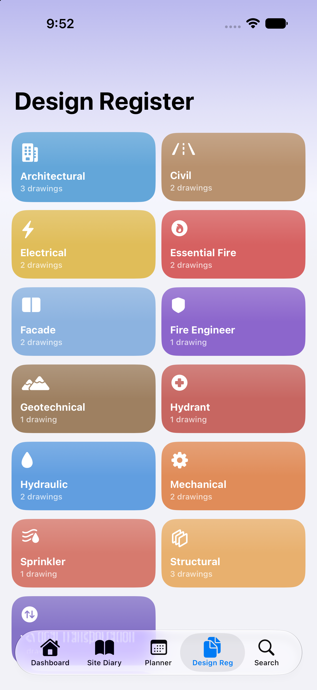 The Reo Design Register on iPhone