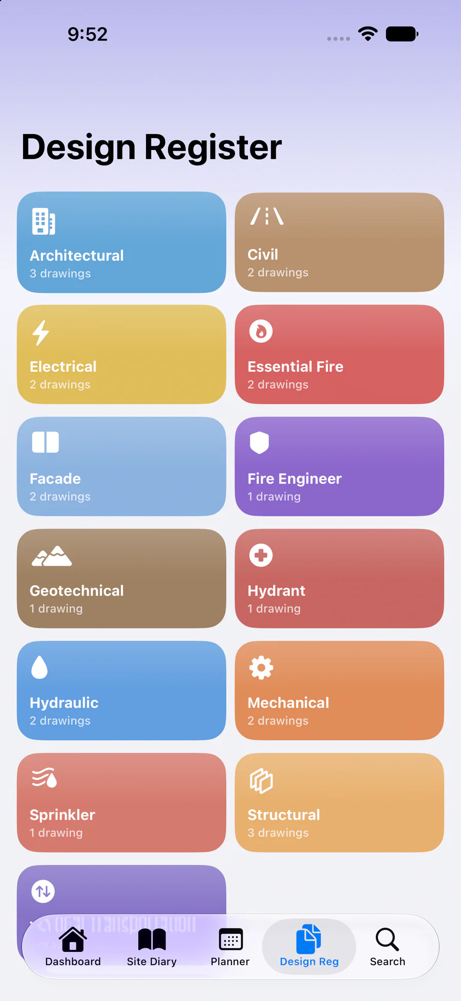 The Reo Design Register on iPhone